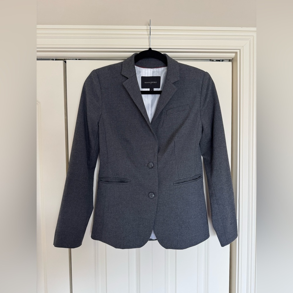 Banana Republic Martin Suit Blazer Gray Women 0 NWOT